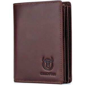 🆕Men Brown Large Capacity Genuine Leather Bifold Wallet/Credit Card Holder Slot